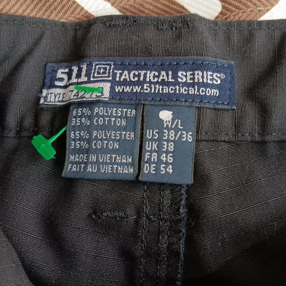 5.11 TACTICAL Pro Pants Men Lightweight Ripstop Cargo Work Pants Sz. 38x36 Black